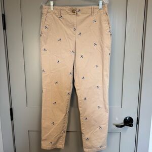 Talbots 8 Relaxed Chino Khaki Embroidered Blue Vespa Scooter Preppy Classic